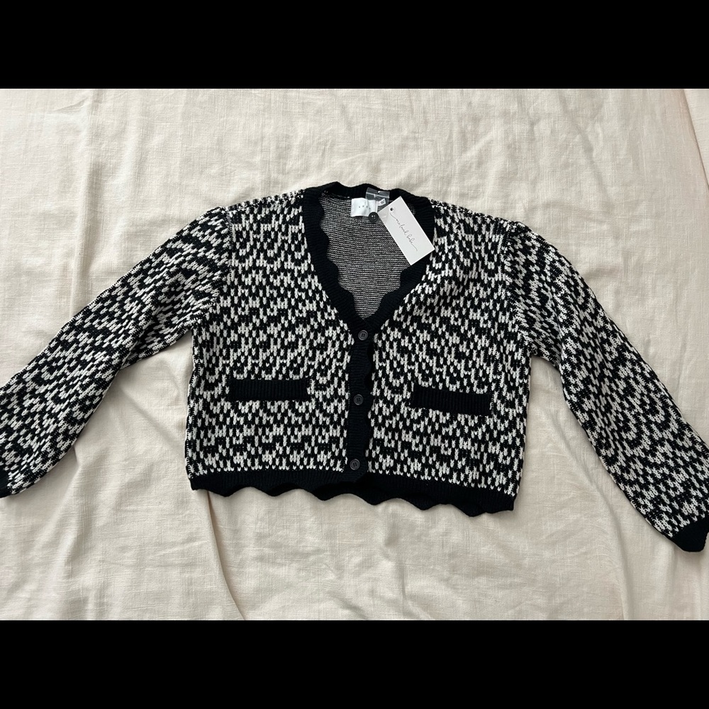Lush vintage style cropped black and white cropped cardigan